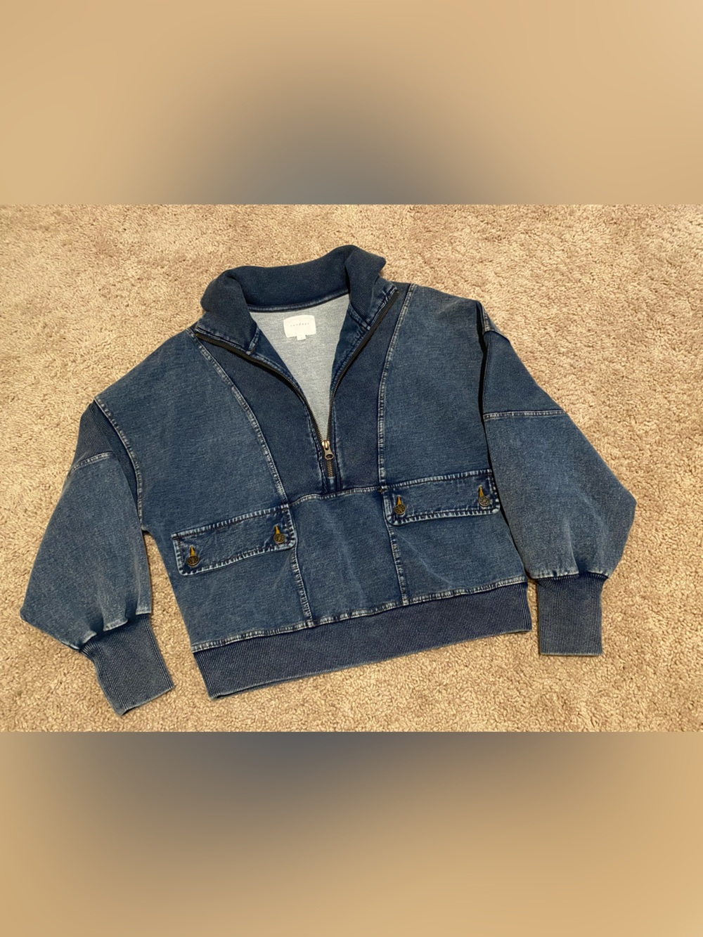 Sundays Denim Crop Zip Pull Over